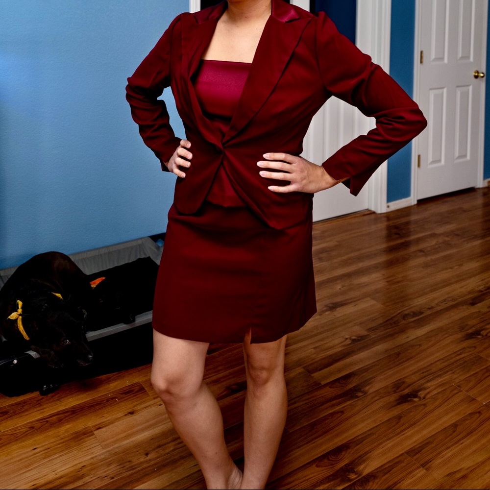 Burgundy 3 piece suit